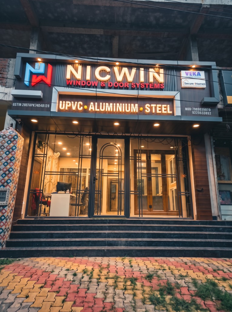 NICWIN Window & Door Systems modern showroom displaying premium uPVC, aluminium and steel doors and windows.