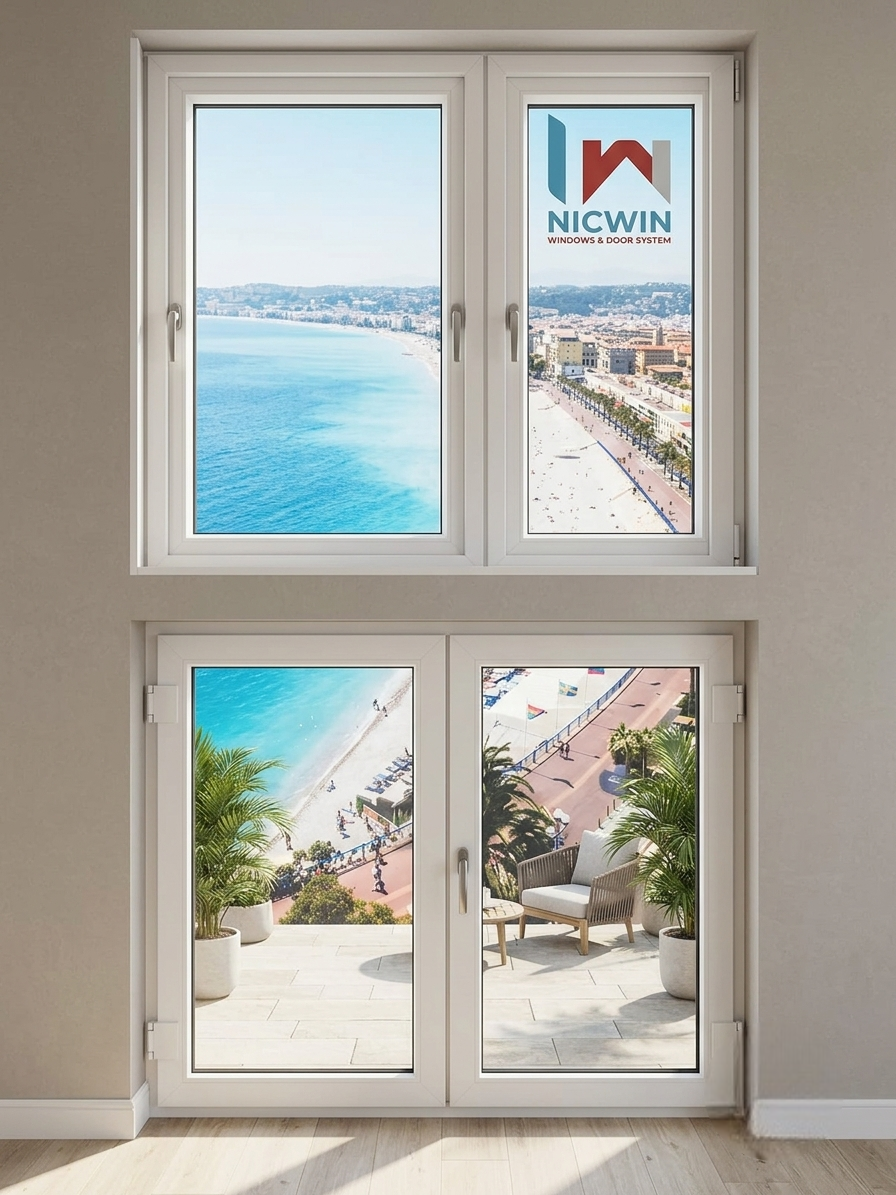 Premium uPVC window displayed in the NICWIN Experience Center.
